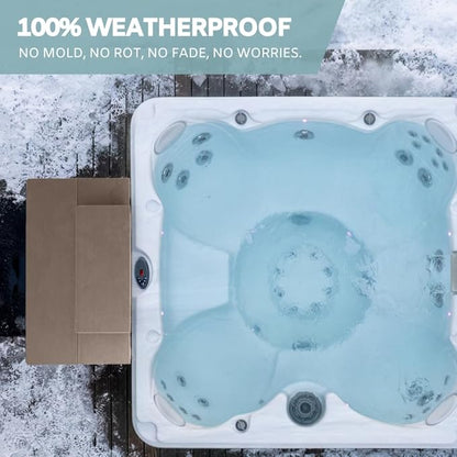 Heavy Duty Hot Tub Steps with Storage - Waterproof, Non-Slip & No Maintenance - Large 700LBS Capacity - Multi Angle Access - Ideal for Spa Steps, Hot Tub Stairs - Brown Spa Step for Outdoor
