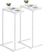 TUTOTAK C Shaped End Table, Small Side Table, Set of 2, 28.7 inch Tall Couch Table, Sofa Table, Living Room, Bed Room, White TB01BW0712