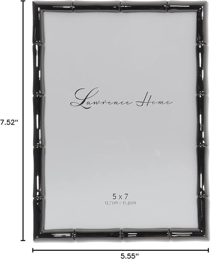 Lawrence Frames 5x7 Black Polished Metal Picture Frame with Bamboo Design