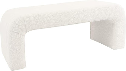 HomePop Arch Channel Bench|Bench for Living Room & Bedroom | Decorative Home Furniture - Cream Boucle