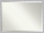Amanti Art Silver Bathroom Mirror for Over Sink, 32x42 Grace Brushed Nickel Narrow Rectangle Vanity Mirror, X-Large Modern Frame, Hangs Horizonally and Vertically, Bathroom Wall Decor, Beveled Edge