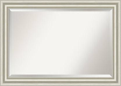 Amanti Art Bathroom Mirror for Over Sink, 30x42 Sophia Silver Rectangle Vanity Mirror, Large Traditional Frame, Hangs Horizonally and Vertically, Bathroom Wall Decor, Beveled Edge