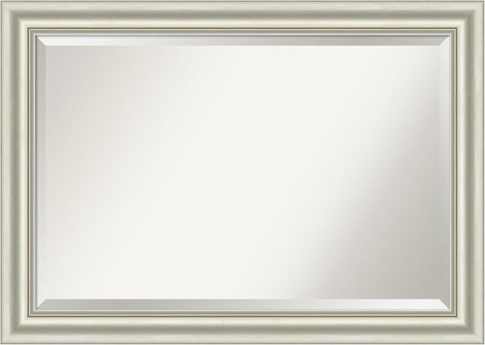 Amanti Art Bathroom Mirror for Over Sink, 30x42 Sophia Silver Rectangle Vanity Mirror, Large Traditional Frame, Hangs Horizonally and Vertically, Bathroom Wall Decor, Beveled Edge
