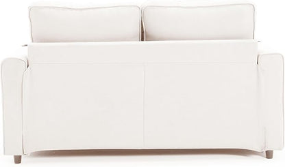 ERYE Modern Upholstered Loveseat Sofa Foldable Convertible Floor Sofabed W/Cupholders and Pockets, 3 Fold Tufted Futon Lounge Sofa with Pull Out Sleeper Couch Bed for Living Room Bedroom Studio