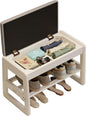 Small Shoe Bench with Cushion,2 Tiers Shoe Rack Bench with Flip-Top Storage,Wood Shoe Rack for Entryway（White,23.62"）