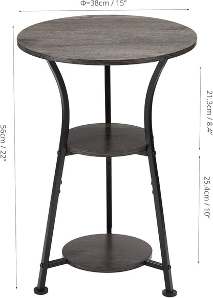 Dulcii Small Round End Table for Narrow and Small Space, 3-Tier Round Accent Couch Beside Table, Modern Side Table Corner Sofa Table Nightstand for Living Room Bedroom,Grey