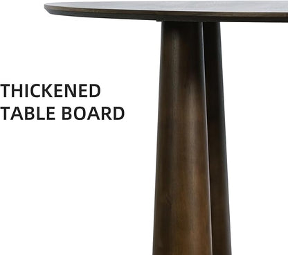 Casaphoria 59" Round Dining Table, Kitchen Table for 6 with Arc-Shaped Edge Top and Cylindrical Legs, Easy Assembly for Living Room, Dining Room, Walnut