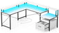 Rolanstar Computer Desk with File Drawer, 64" L Shaped Desk with Power Outlet & LED Strip, L Shaped Computer Corner Desk with File Cabinet, Gaming Desk with Monitor Shelf, Home Office Desk, White