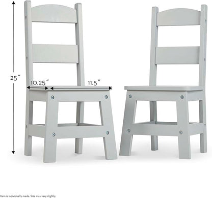 Melissa & Doug Wooden Chairs, Set of 2 - Gray Furniture for Playroom - Kids Wooden Chairs, Children's Wooden Playroom Furniture