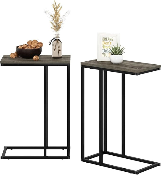 Furinno Camnus Modern Living Sofa Side Table, French Oak Grey, Set of 2