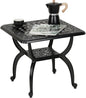 JARDIN DE CENTENNIAL Cast Aluminum Outdoor Side Table,Anti-Rust Outdoor End Table,Patio Coffee Bistro Table for Indoor,Garden,Porch,Balcony(Square Black)