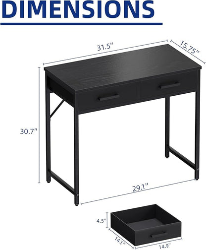 Pamray 32 Inch Small Computer Desk with 2 Drawers for Bedroom Study Writing Home Office Table for Small Spaces Marble