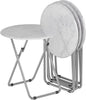 TV Trays Table Set of 4 Round Portable Folding TV Tray Table TV Dinner Tray with Sturdy MDF, No Assembly Required, 17.5 x 17.5 x 26 in (White Marble, 4Pcs)