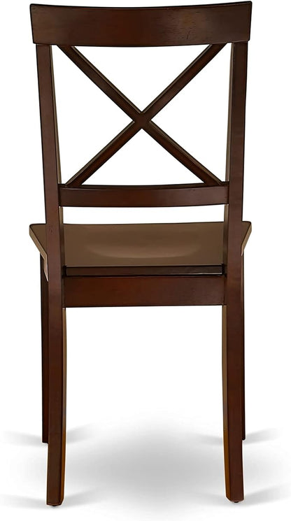 East West Furniture NDBO5-MAH-W 5 Piece Dining Room Furniture Set Includes a Rectangle Dining Table with Dropleaf and 4 Wood Seat Chairs, 30x48 Inch, Mahogany