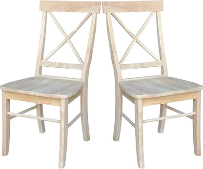 Set of Two X-Back Dining Chairs, Unfinished