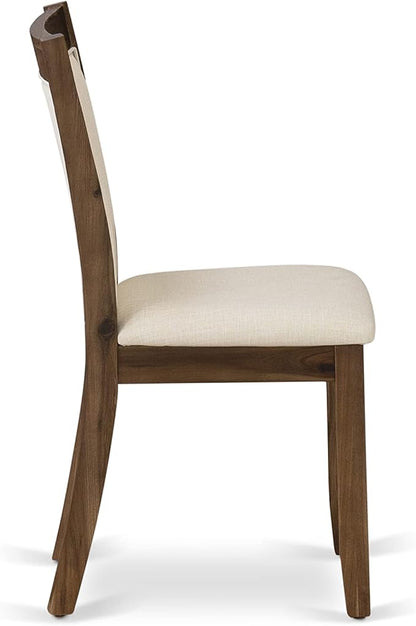 East West Furniture X777MZN32-9 9 Piece Dining Room Set Includes a Rectangle Kitchen Table with X-Legs and 8 Light Beige Linen Fabric Parson Dining Chairs, 40x72 Inch, Multi-Color