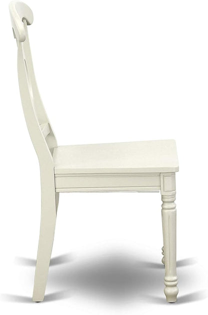 East West Furniture VAKE7-LWH-W 7 Piece Dining Set Consist of an Oval Dining Table with Butterfly Leaf and 6 Kitchen Chairs, 40x76 Inch, Linen White