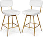 Swivel Counter Height Bar Stools Set of 2, Faux Leather Bar Stools with Back, Metal Legs and Footrest, 26" Seat Height Barstools for Kitchen Islands and Home Bars, Easy Assembly, White&Gold