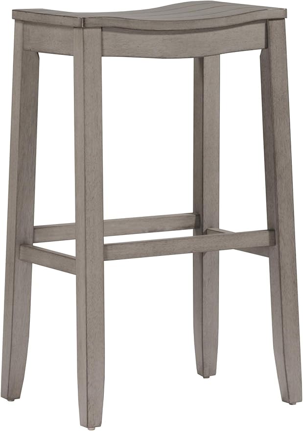 Hillsdale Furniture Fiddler Backless Saddle Bar Stool, Aged Gray