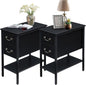 VECELO End Tables,Narrow Nightstand with Drawers and Storage Shelf,Modern Night Stand for Small Spaces, Living Room,Bedroom