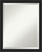 Amanti Art Black Bathroom Mirror for Over Sink, 22x18 Grace Brushed Metallic Black Narrow Rectangle Vanity Mirror, Small Modern Frame, Hangs Horizonally and Vertically, Bathroom Wall Decor