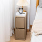 Narrow Nightstand, Solid Wood Night Stand for Small Spaces, Couch, Khaki Color 7.87in Wide