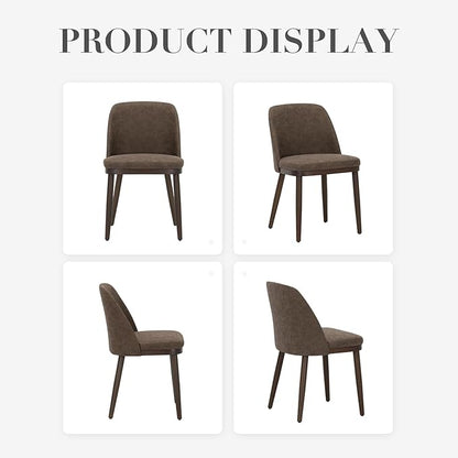 COLAMY Upholstered Dining Chairs Set of 4, Modern Kitchen Chairs with Back, Leather Side Dining Room Chairs with Wood Legs for Kitchen Dining Room Restaurant, Dark Brown
