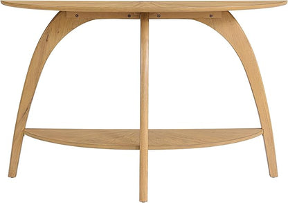 Martin Svensson Home LAX Half-Moon Sofa Console Table with Storage, Blonde