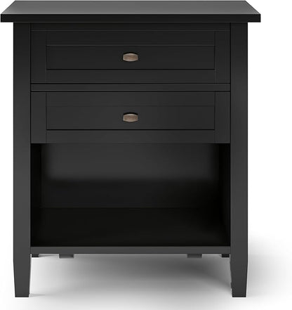 SIMPLIHOME Warm Shaker SOLID WOOD 24 inch Wide Transitional Bedside Nightstand Table in Black for the Living Room and Bedroom