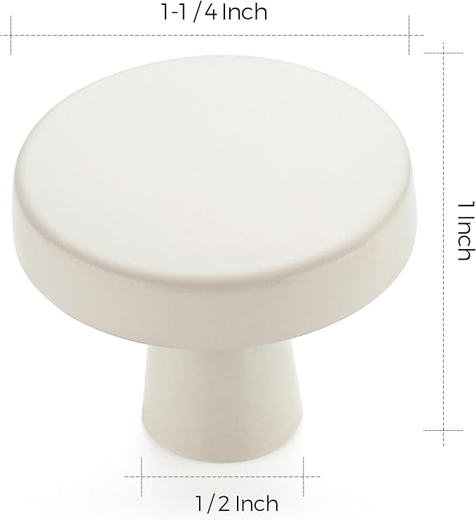 Ravinte 5 Pack Drawer Pulls 1-1/4 Inch Kitchen Cabinet Knobs White Solid Round Dresser Knobs Simple Cabinet Hardware for Cupboard Drawer Handles