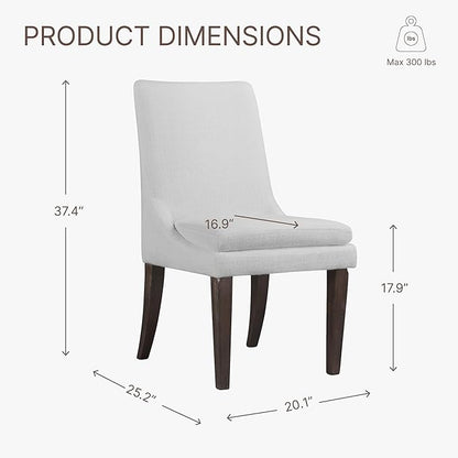 Upholstered Dining Chairs Modern Sidechair Performance Fabric High Back Armlesschair for Diningroom Kitchen,White,Set of 2(1 Box)