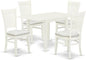 East West Furniture NDVA5-LWH-C 5 Piece Modern Dining Table Set Includes a Rectangle Wooden Table with Dropleaf and 4 Linen Fabric Dining Room Chairs, 30x48 Inch, Linen White