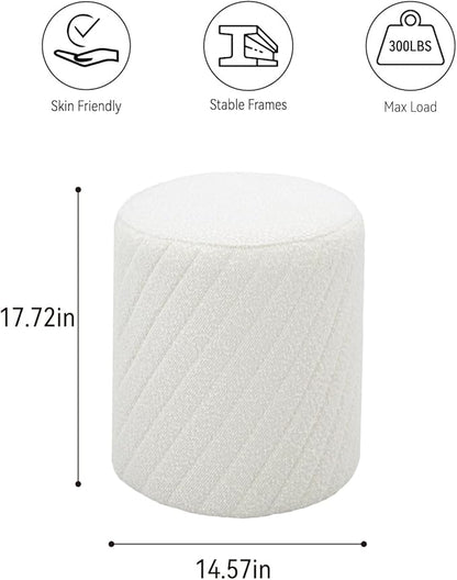 Get Set Style Modern Round Ottoman with Soft Padded Seat, Multifunctional Vanity Chairs for Makeup, Upholstered Footrest Stool Ottoman Foot Stool for Living Room, Bedroom