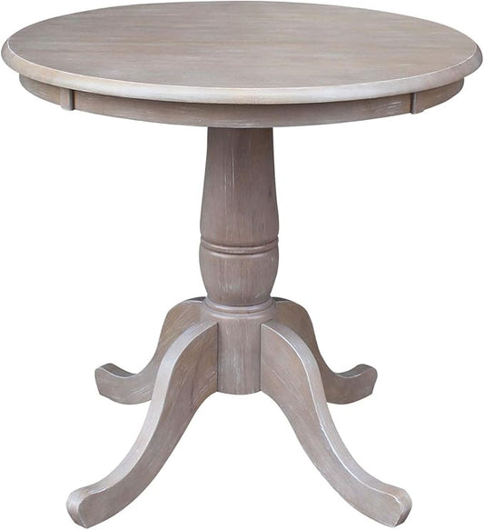 International Concepts 30" Round Top Pedestal Dining Table Solid Parawood 29.1" High, Kitchen/Dining Furniture, Easy Assembly, Residential Use Only
