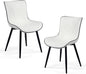 Kidol & Shellder White Dining Chairs Set of 2,Faux Leather Upholstered Mid Century Modern Kitchen&Dining Room Chair with Back,Ergonomic Armless Vanity&Living Room Chair with Metal Legs
