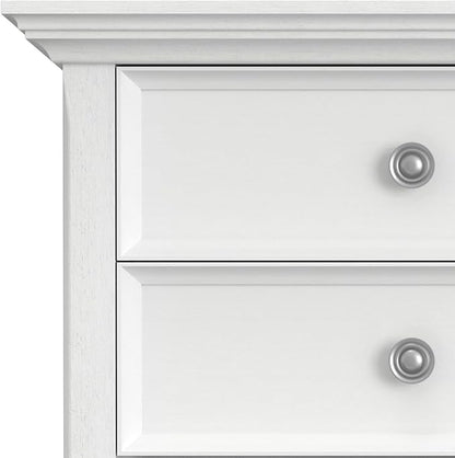 SIMPLIHOME Amherst SOLID WOOD 24 inch Wide Transitional Bedside Nightstand Table in White, for the Living Room and Bedroom