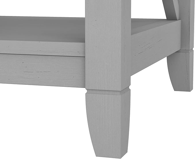 Bush Furniture Key West Small End Table with Storage | Modern Farmhouse Accent Shelf for Living Room in Cape Cod Gray