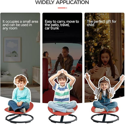 Swivel Chair for Kids, 360° Spinning Seat, Toddler Sit and Spin Wobble Chair, Sensory Balance Toys, Autism ADHD Chairs, Play Equipment Relief Motion Sickness for Boys Girls (Red)