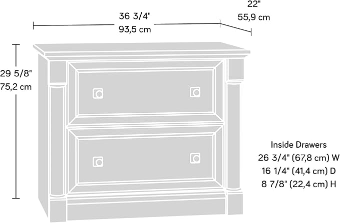 Sauder Palladia 2 Drawer File Cabinet, Lateral Filing Cabinets for Home Office, Hanging File Folders Organizer, Interlocking Drawers, in Glacier Oak Finish