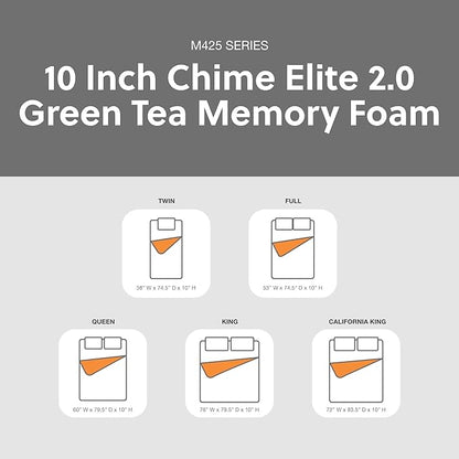 Signature Design by Ashley 10 Inch Chime Elite 2.0 Firm Green Tea Memory Foam Mattress for Cool Sleep and Pressure Relief, King, Fiberglass Free, Mattress In A Box