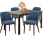 COLAMY 60 Inch Rectangular Kitchen Dining Table for 4, Modern Farmhouse Dining Table Set for 4, Wood Dining Table and Upholstered Dining Chairs for Kitchen, Dining Room, Restaurant, Brown/Blue