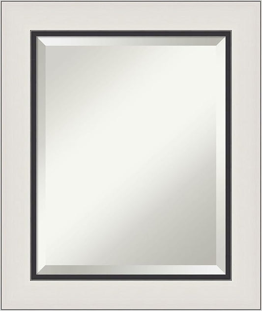 Amanti Art Silver Bathroom Mirror for Over Sink, 26x22 Ellie Silver Black Rectangle Vanity Mirror, Small Modern Contemporary Frame, Hangs Horizonally and Vertically, Bathroom Wall Decor, Beveled Edge