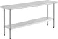ROCKPOINT Stainless Steel Table for Prep & Work 18x72 Inches, NSF Metal Commercial Kitchen Heavy Duty Table with Adjustable Under Shelf and Table Foot for Restaurant, Home and Hotel