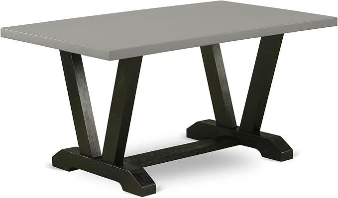 East West Furniture V696FR102-5 5 Piece Dinette Set for 4 Includes a Rectangle Dining Table with V-Legs and 4 Light Beige Linen Fabric Parson Dining Room Chairs, 36x60 Inch, Multi-Color
