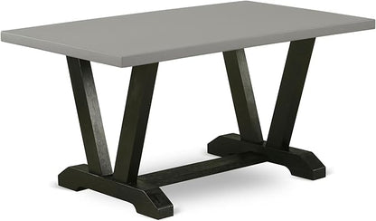 East West Furniture V696FR102-5 5 Piece Dinette Set for 4 Includes a Rectangle Dining Table with V-Legs and 4 Light Beige Linen Fabric Parson Dining Room Chairs, 36x60 Inch, Multi-Color