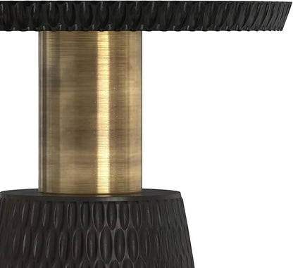 SIMPLIHOME Breanna 16-inch Wide Solid Mango Contemporary-Style End Table in Black/Gold, Sculptural Accent Table for Living Room, Office, or Bedroom