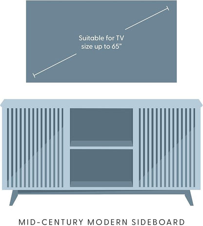 Plank+Beam Mid-Century Modern Wood TV Stand, Solid Wood Entertainment Console with Storage, 59" L x 16" W x 30" H, Blonde