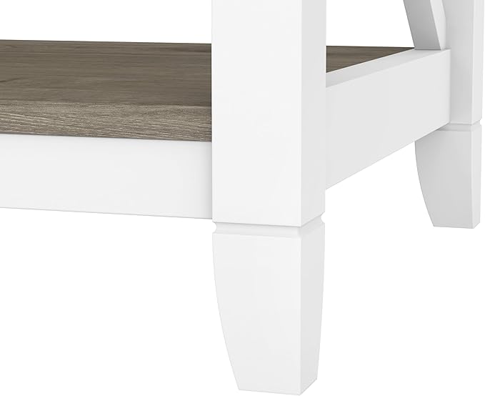 Bush Furniture Tall 5 Shelf Bookcase for Living Room or Home Office, Large Bookshelf, Modern Farmhouse Style, Key West Collection, Pure White and Shiplap Gray
