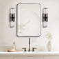 ANDY STAR Wall Mirror for Bathroom, 30"x40" Black Bathroom Mirror, Modern Rounded Rectangle Metal Frame Mirror for Vanity, Matte Stainless Steel