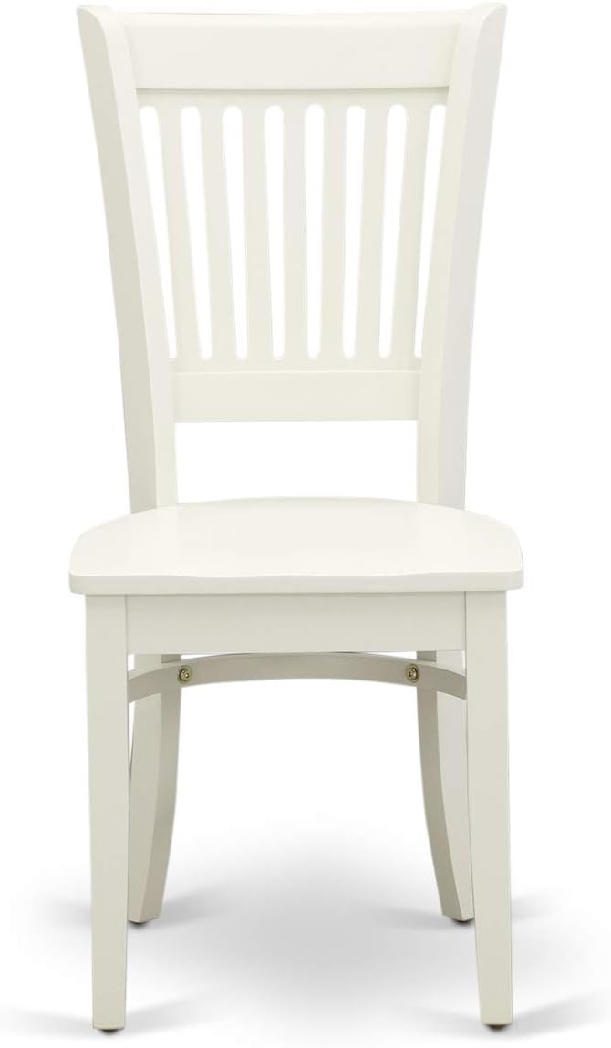 East West Furniture HLVA5-LWH-W 5 Piece Dining Room Furniture Set Includes a Round Kitchen Table with Pedestal and 4 Dining Chairs, 42x42 Inch, Linen White